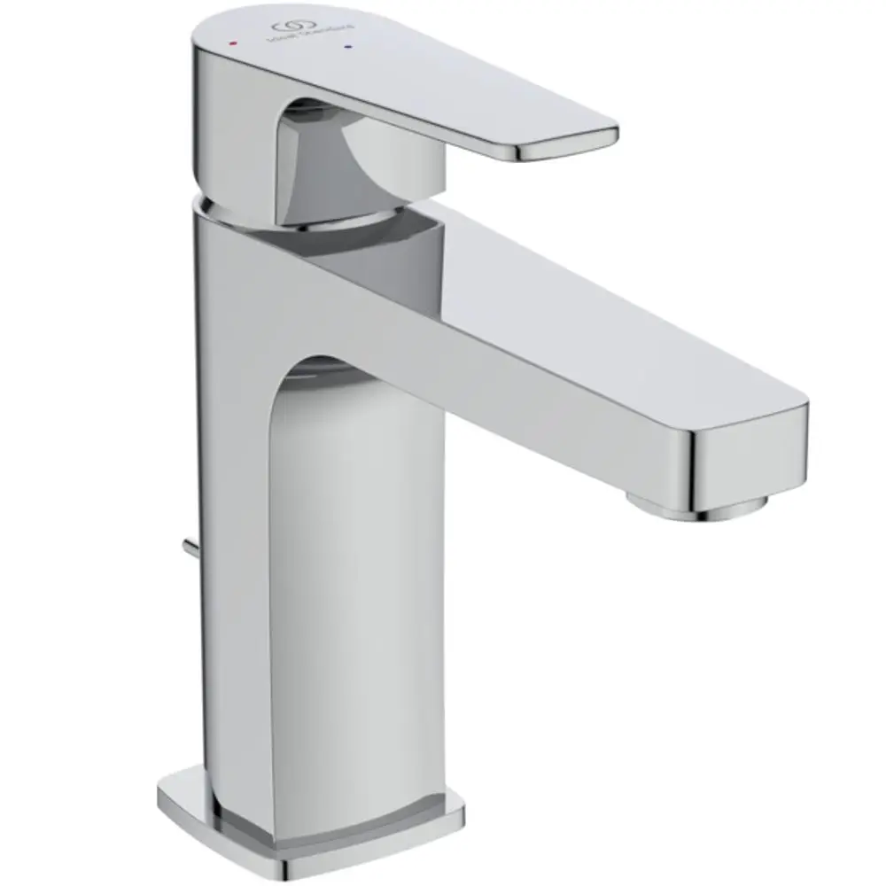 Ideal Standard Waschtischarmatur in Chrom mit schlanker, moderner Form und seitlichem Hebel zur Steuerung des Wasserflusses.